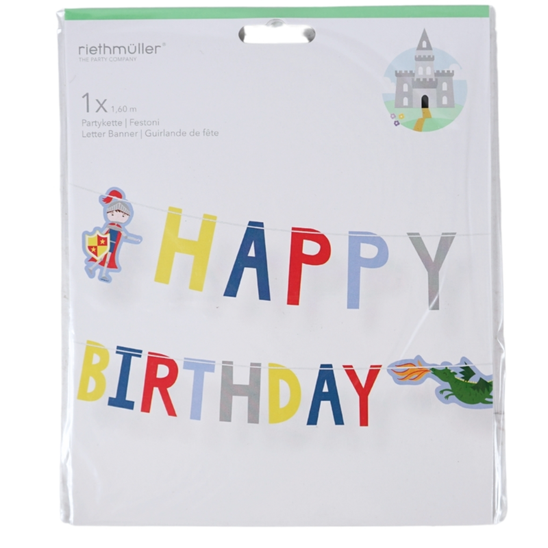Girlande Happy Birthday Ritter 160 cm