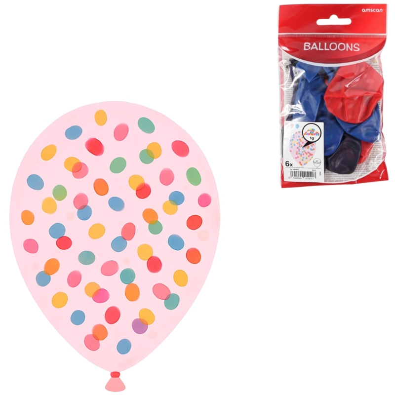 Amscan ballonnen confetti 27,5 cm 6 stuks