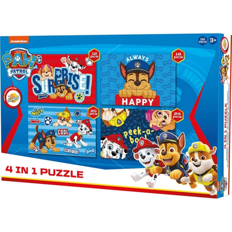 Paw Patrol/ Peppa Pig 4 in 1 Puzzel 30 cm 5 assorti
