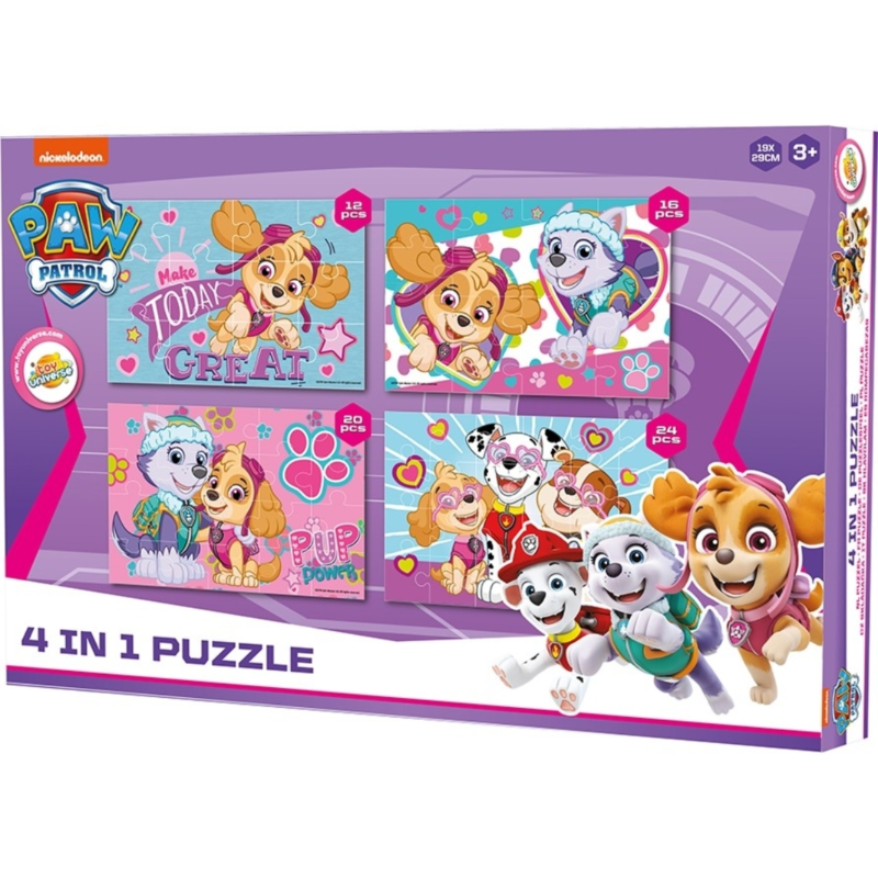 Paw Patrol/ Peppa Pig 4 in 1 Puzzel 30 cm 5 assorti
