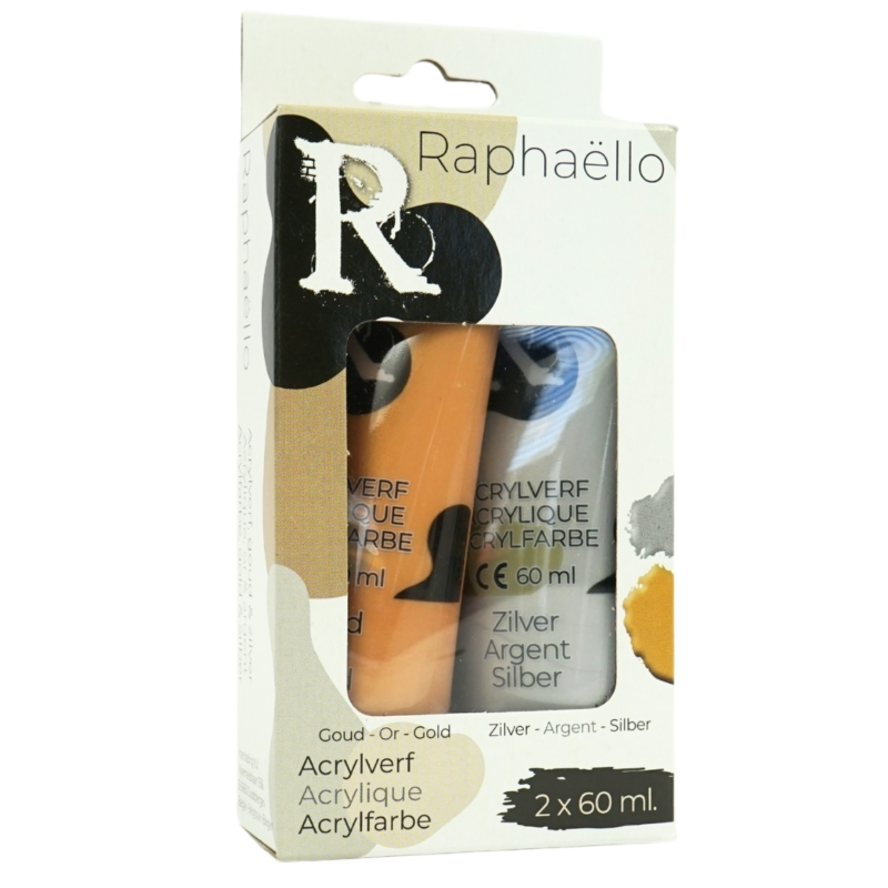 Raphaëllo acrylverf goud en zilver set 2 x 60 ml