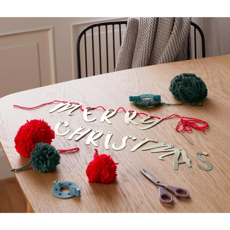 DIY slinger Merry Christmas pompom 20-delig
