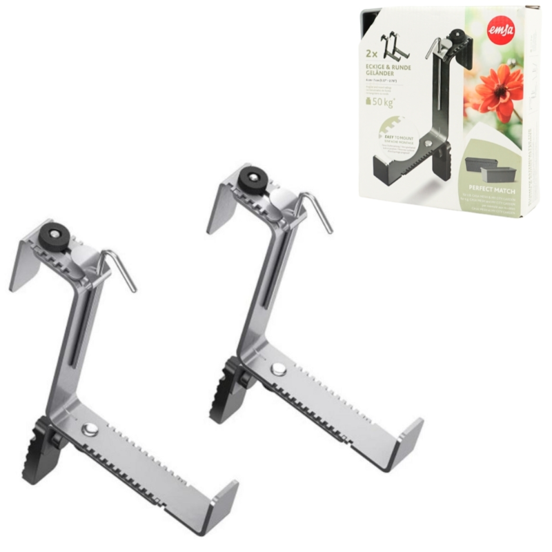 Emsa Blumenkastenhalter Aluminium grau 22 cm 2er Set