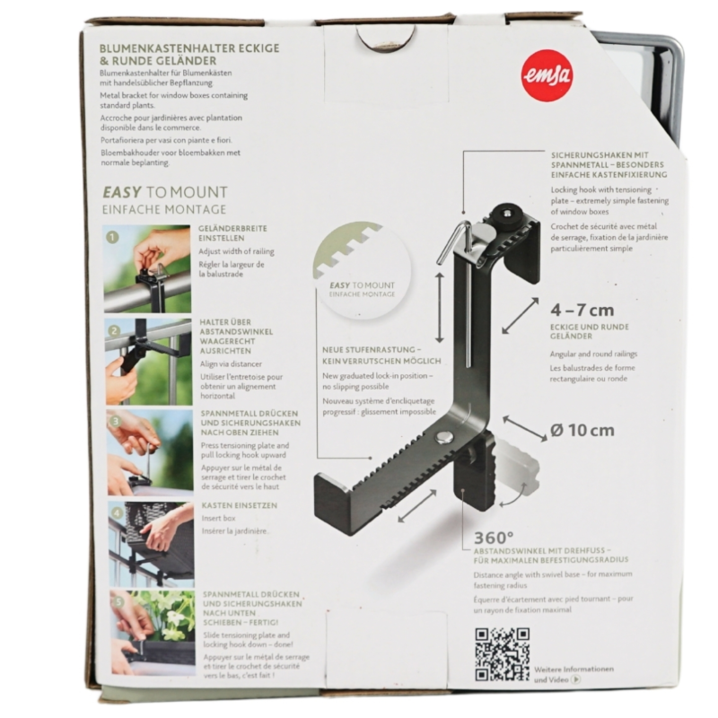 Emsa Blumenkastenhalter Aluminium grau 22 cm 2er Set