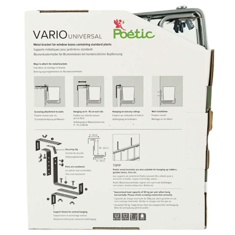 Poetic plantenbak beugel Vario aluminium 22 cm set van 2