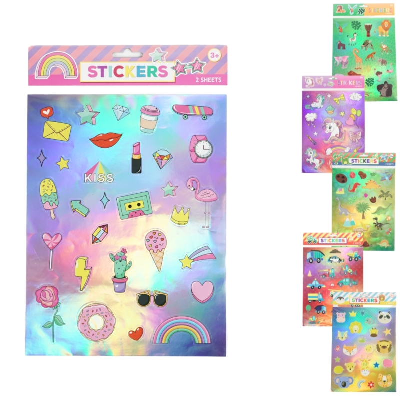 Hologramm stickerbogen 2 blätter 25,5 cm 6 sortiert