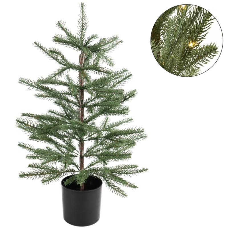 Kunst kerstboom met LED op batterij 60 cm