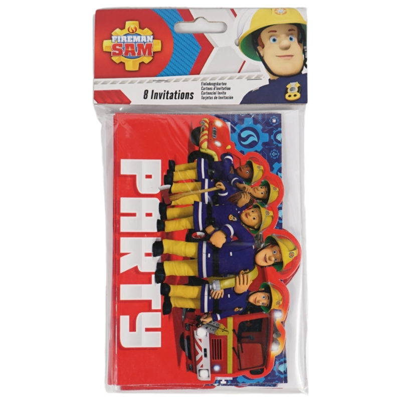 Brandweerman Sam uitnodigingen 16,5 cm 8 stuks