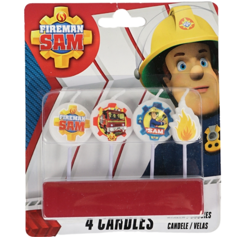 Brandweerman Sam kaarsen 6 cm 4 stuks