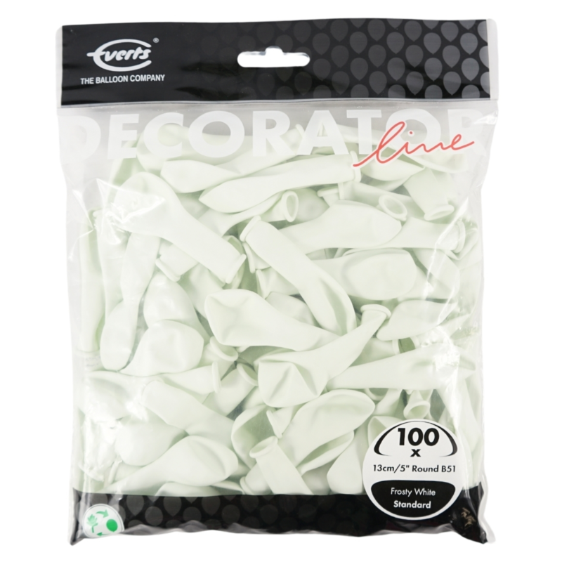 Everts ballonnen Decor standaard frosty wit 13 cm 100 stuks
