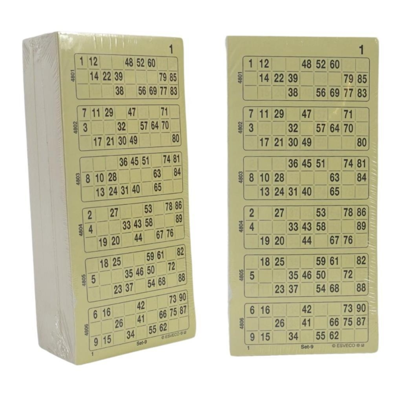 402250  Bingokaarten  1-90 geperforeerd 6 dik enkel 12 cm