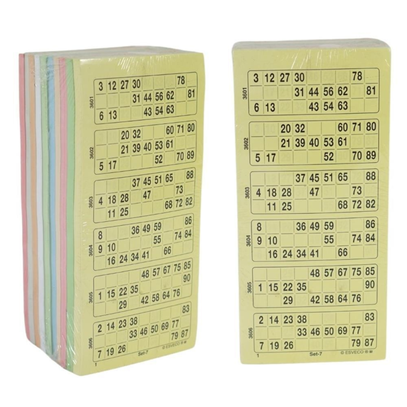 400229 Bingokaarten 1-90 geperforeerd kleursets enkel