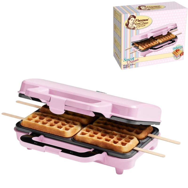 (R) Bestron Wafel maker roze 1000W
