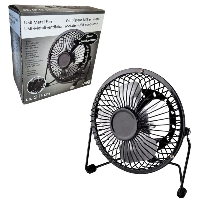 Ventilator usb zwart 13 cm