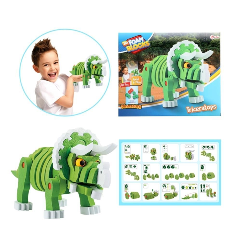 3D foam knutselpuzzel dier Dino 63 delig