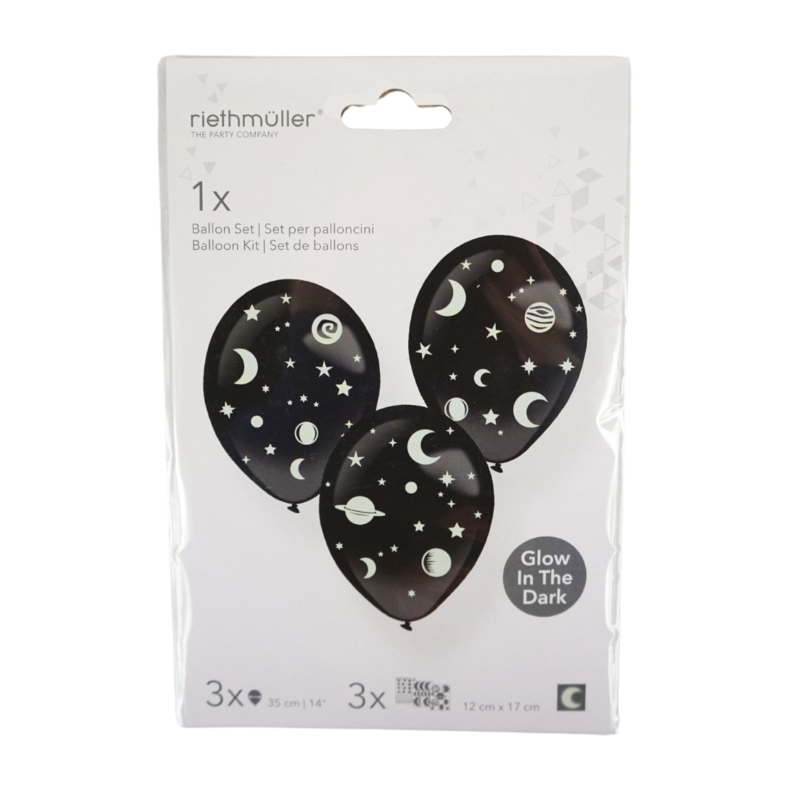 Amscan ballonnen Glow-in-the-Dark stickers 35 cm set van 3