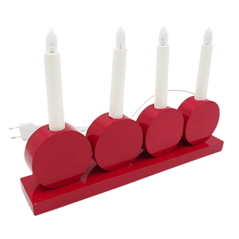 LED Adventsleuchter Holz Rot 34,5 cm