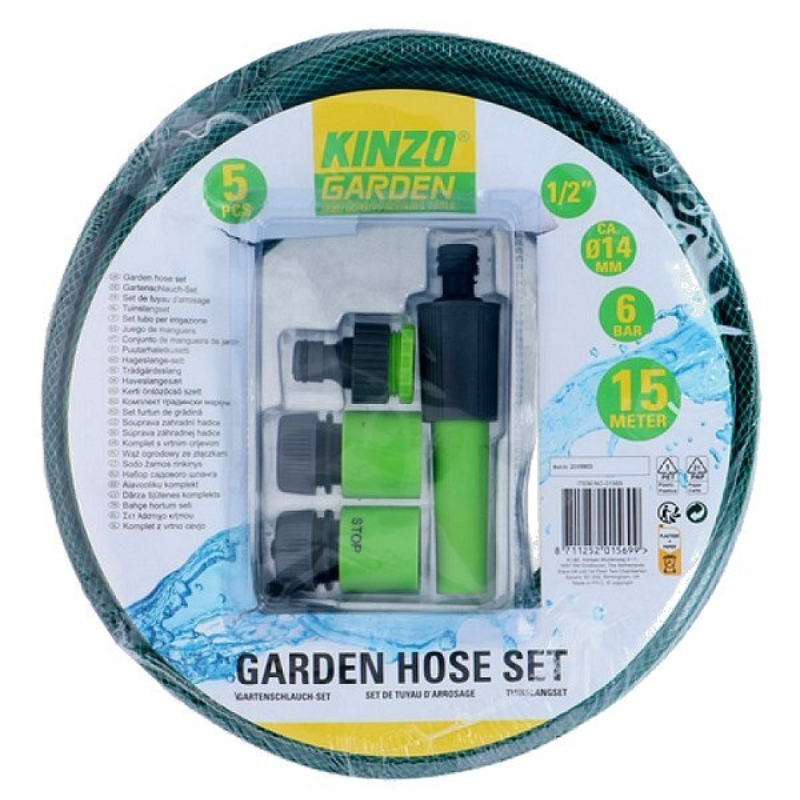 Tuinslang set 15 meter 5 delig Kinzo