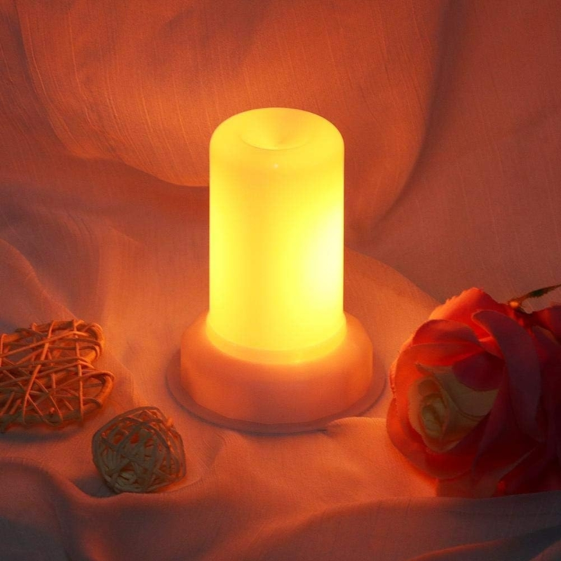 Kaars LED met vlam effect op batterij wit 9,5 cm