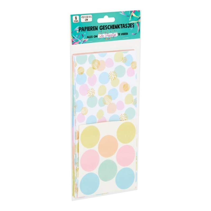 D.P. Factory Geschenktüten 8 Stück pastellfarben 22 cm