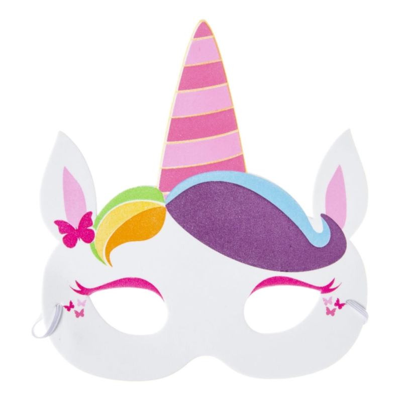 Foammasker eenhoorn 18,5 cm 4 assorti