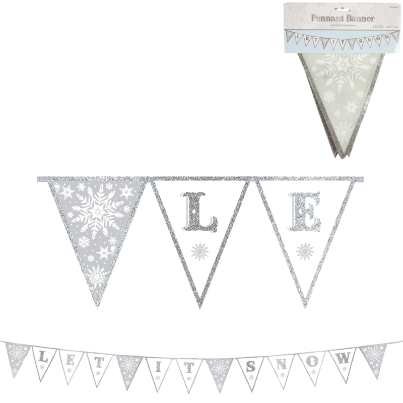 Vlaggenlijn Let it Snow textiel 3 m