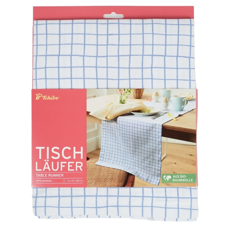 (R) Tchibo Tischläufer blau/weiß 180 x 40 cm VE46