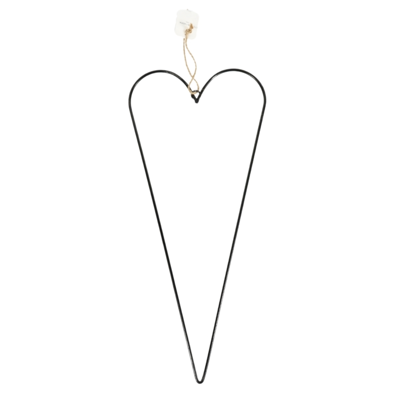 Stern Fabrik decoratie hart metaal zwart 40 cm