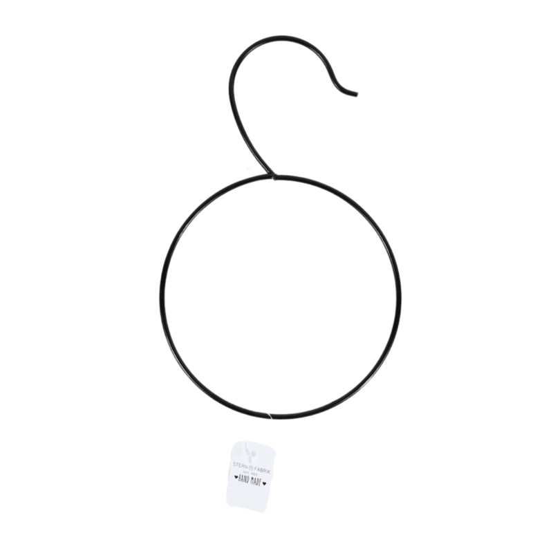 Stern Fabrik decoratie ring met haak metaal zwart 24 cm