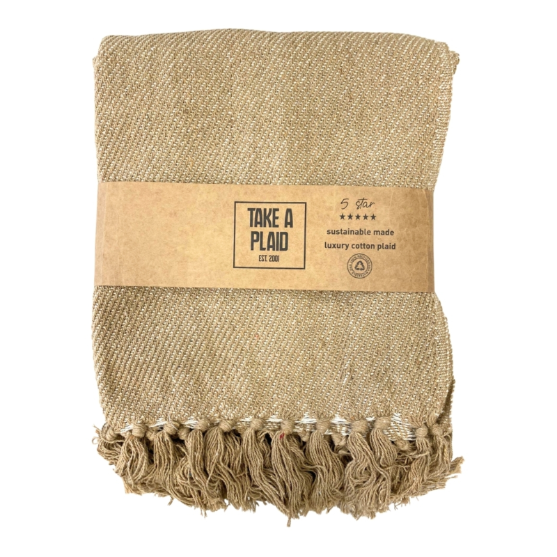 Take a Plaid 17 gerecycled katoen beige 125 x 150 cm