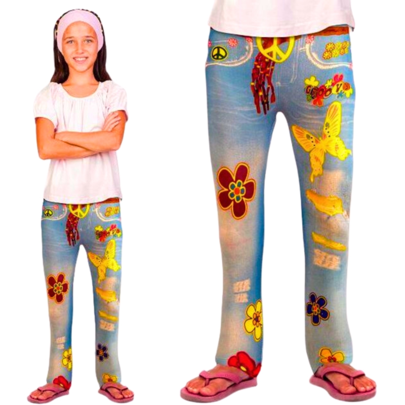 Stretch legging flower power kinderen