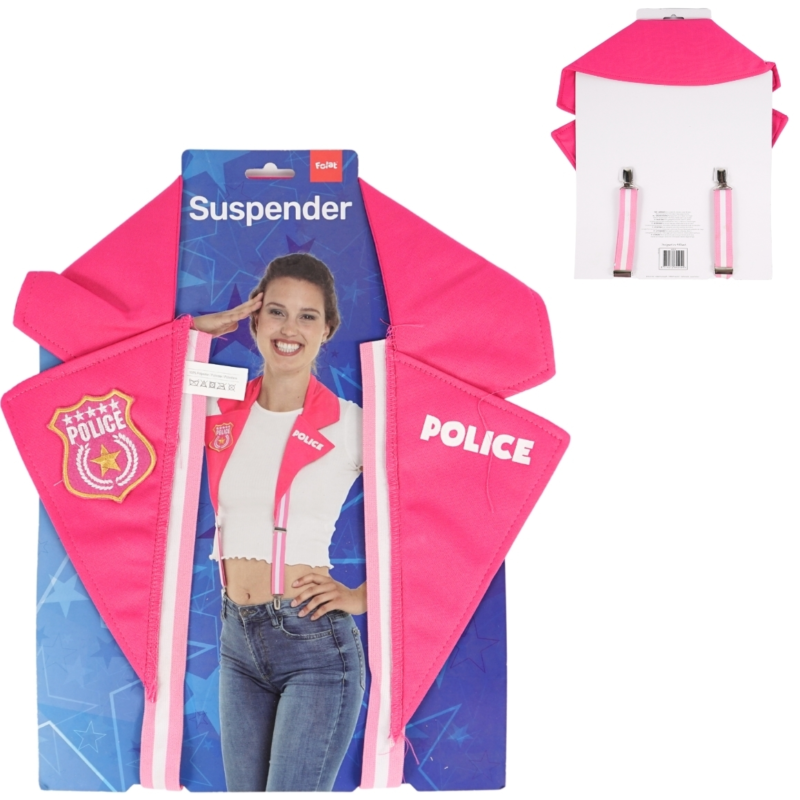 Folat politie bretels roze one size