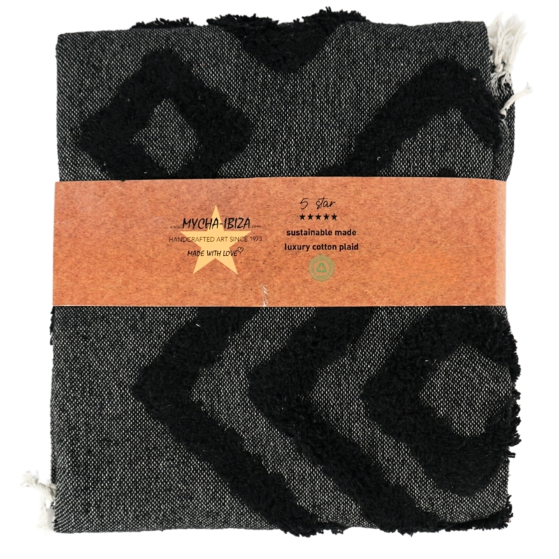 Mycha Ibiza plaid 4 gerecycled katoen zwart 130 x 170 cm VE20
