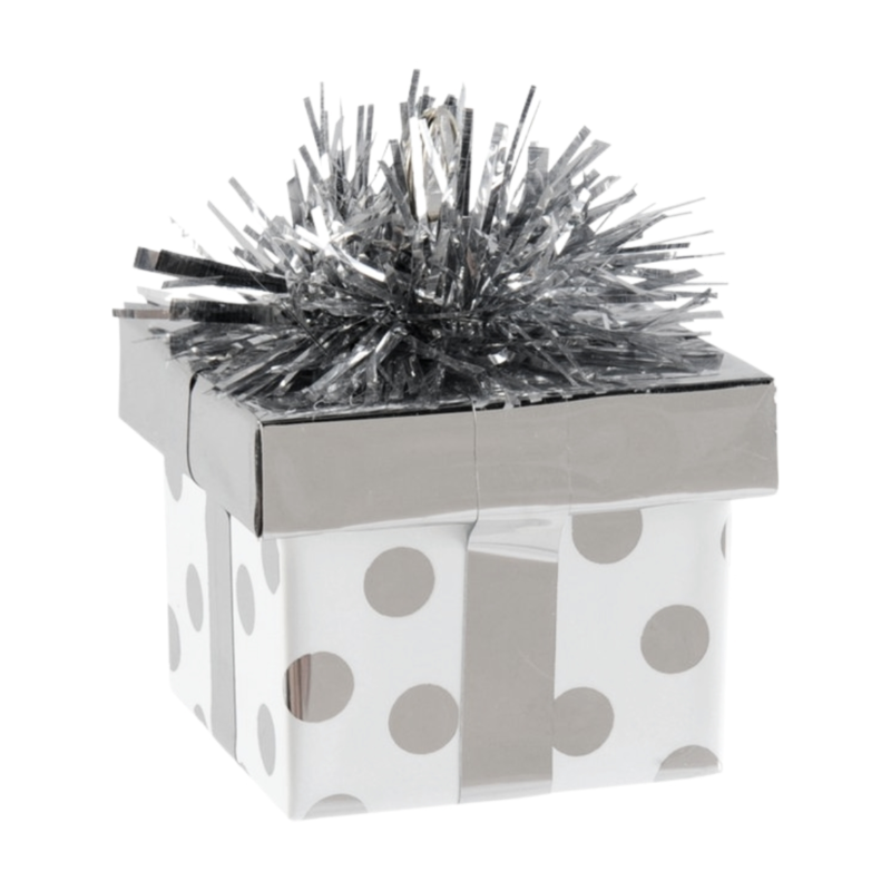 Ballongewicht Cadeau zilverkleurig 8 cm