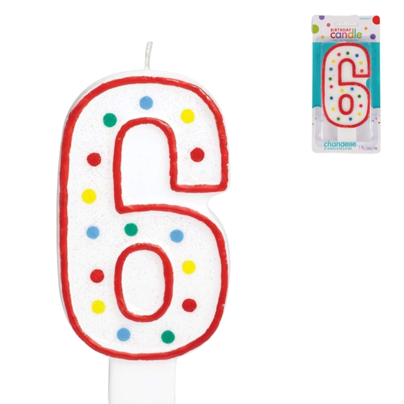 Amscan taartkaars cijfer 6 wit 13 cm
