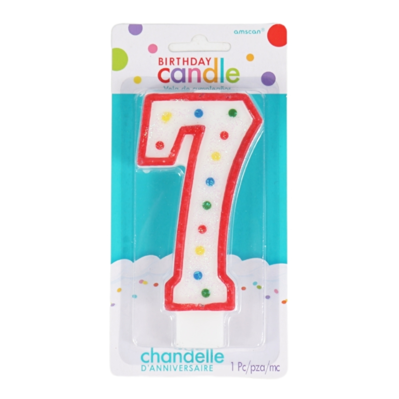 Amscan taartkaars cijfer 7 wit 13 cm