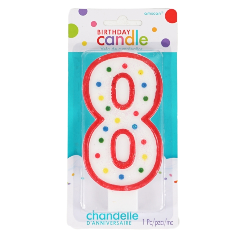 Amscan taartkaars cijfer 8 wit 13 cm
