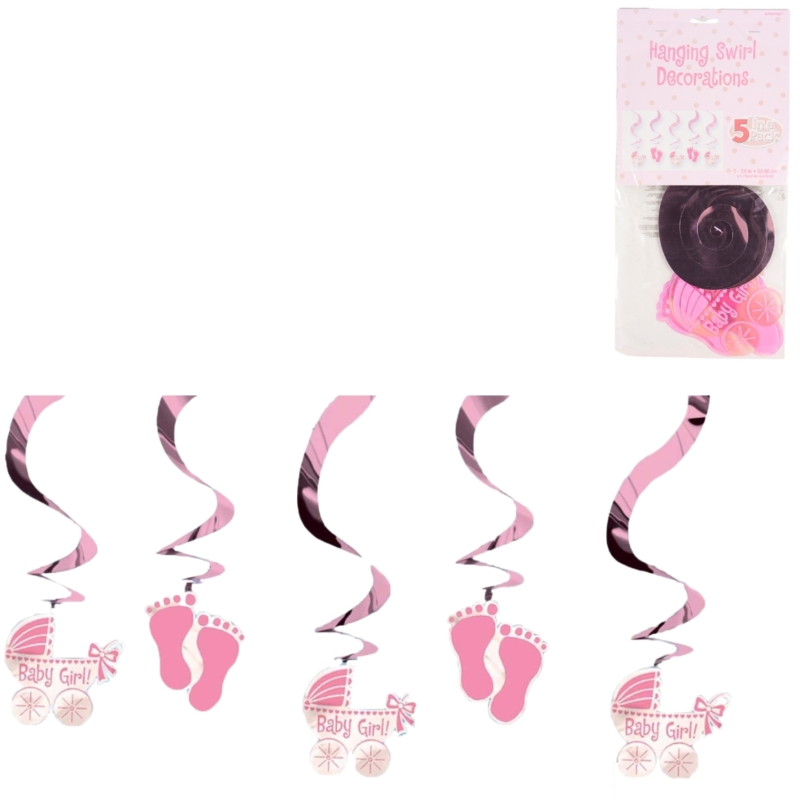 Spiraal hanger Baby Girl folie 61 cm set van 5