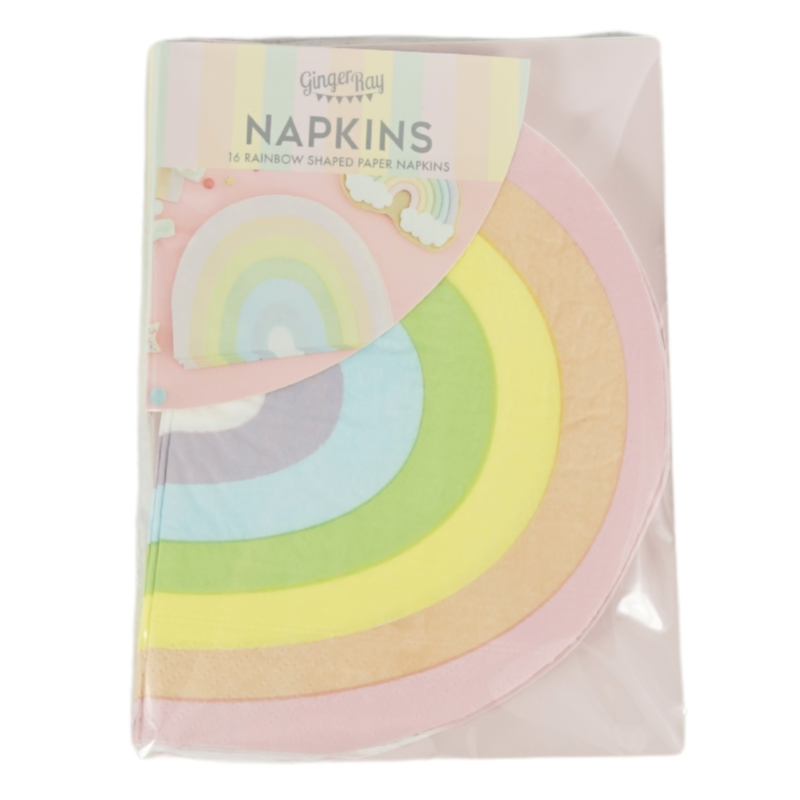 Servetten Pastel regenboogkleuren 23 cm 16 stuks
