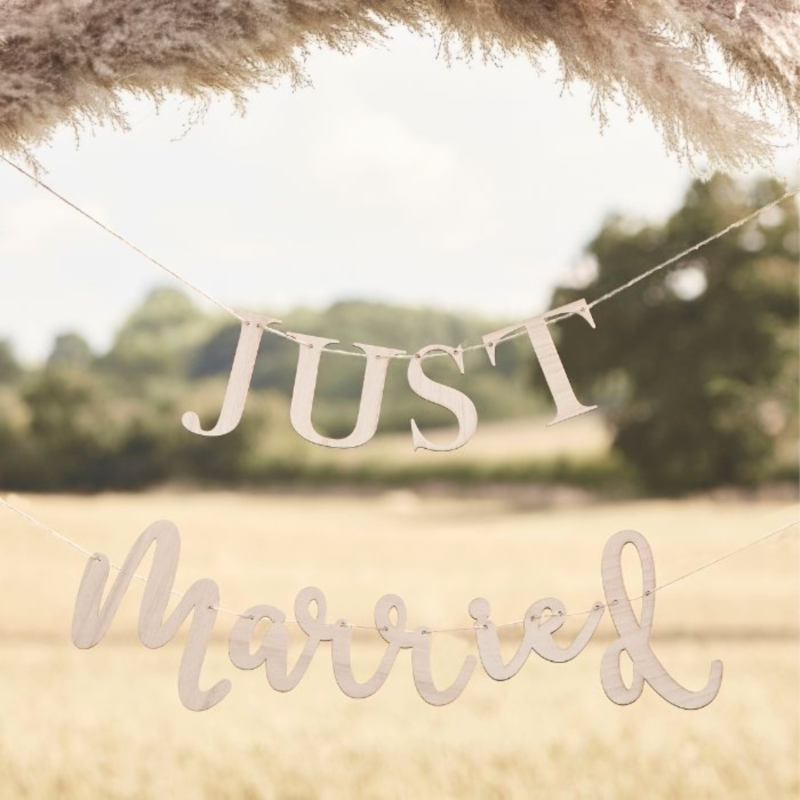 Ginger Ray bruiloft slinger Just Married hout 1,5 m