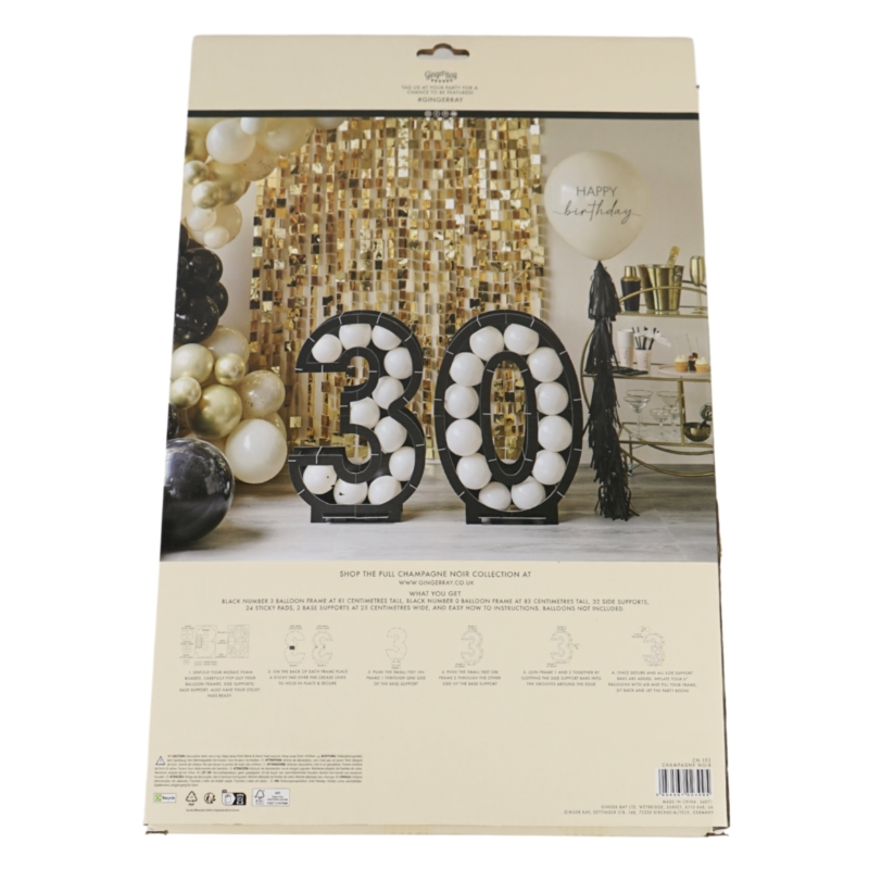 Ginger Ray ballon mozaiek 30 cijfer zwart 83 cm