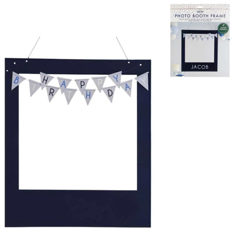 Ginger Ray Fotobooth Frame Happy Birthday blauw 72 cm