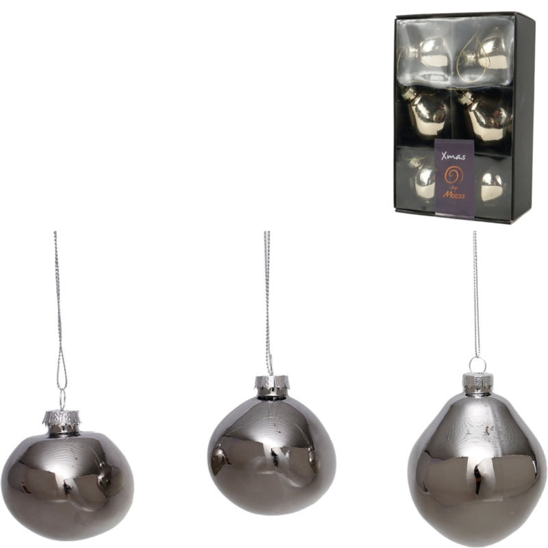 Xmas by Moos kerstballen antraciet 6 cm 6 stuks