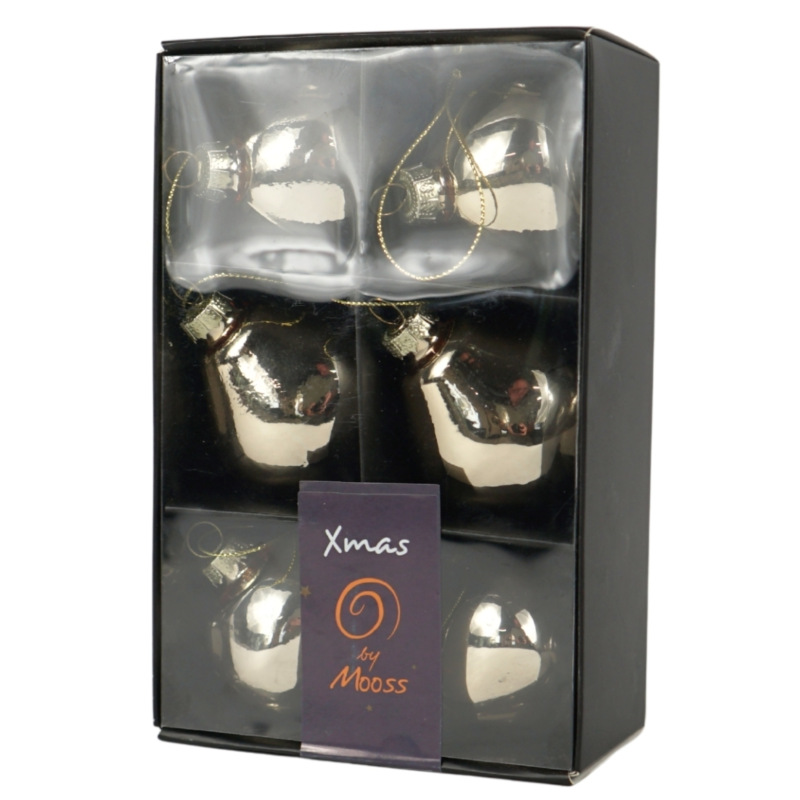 Xmas by Moos kerstballen antraciet 6 cm 6 stuks