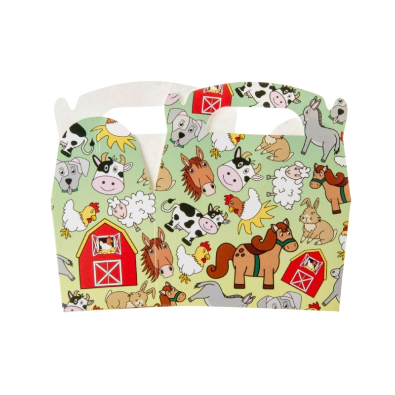 Traktatiedoosje Boerderijdieren groen 12,5 cm 12 stuks