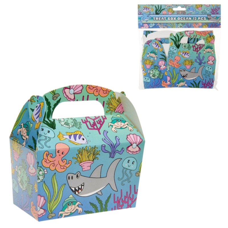 Traktatiedoosje Zeedieren blauw 12,5 cm 12 stuks