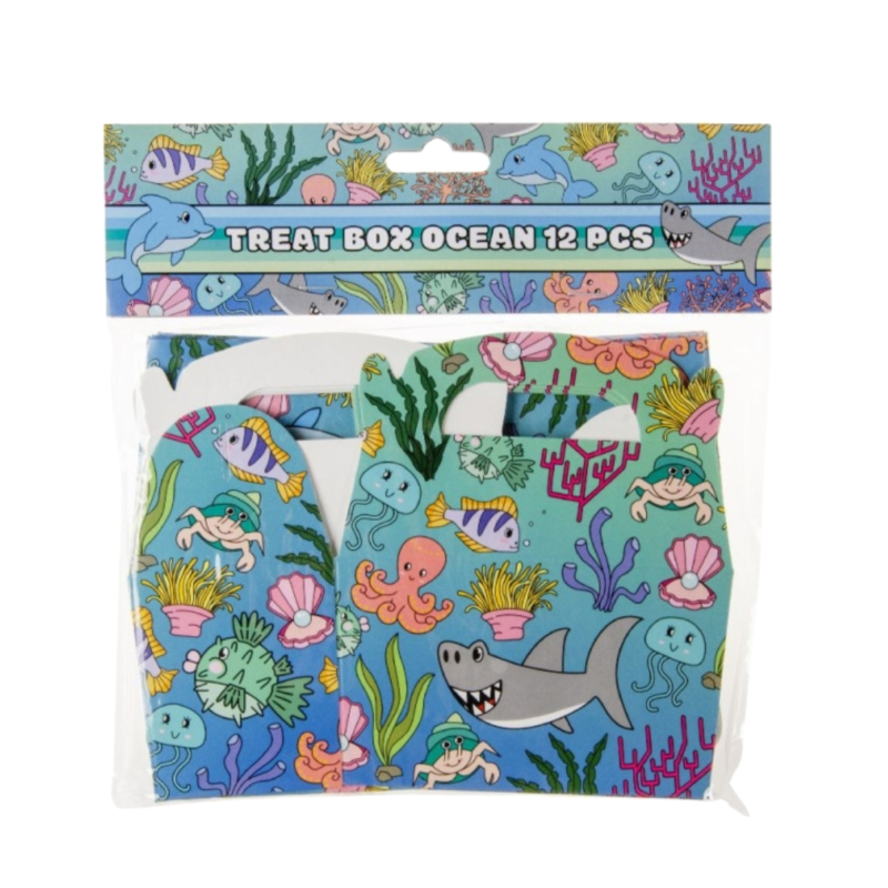 Traktatiedoosje Zeedieren blauw 12,5 cm 12 stuks