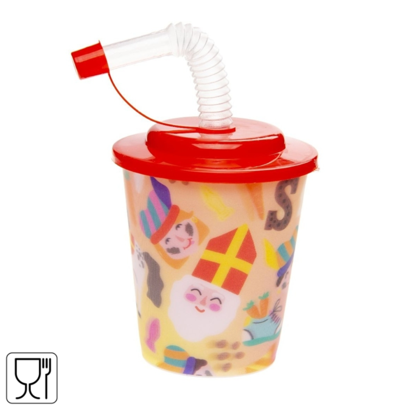 3D beker met rietje Sinterklaas 250 ml
