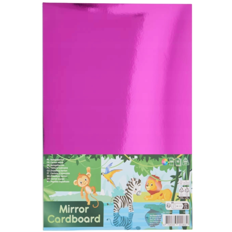 Knutselpapier Mirror karton gekleurd 15 vellen A4