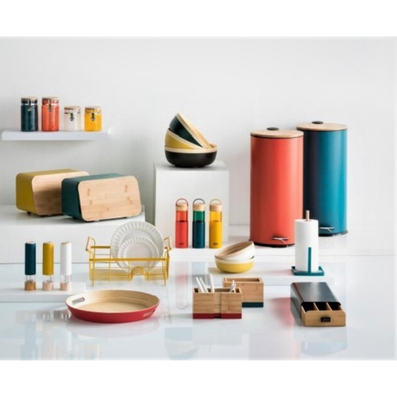 5five keukenrolhouder hout/metaal petrol 30 cm